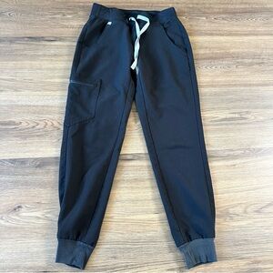 Figs Women Zamora‎ Jogger Scrub Pants Slim Fit Mid Rise Black XXS Petite Medical